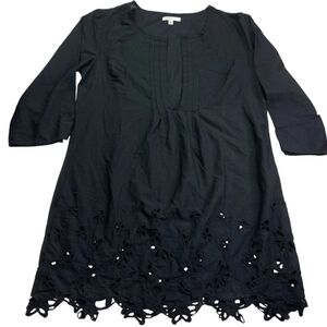 GapBody L Black Cotton Boho Resort Swim Cover Up Tunic